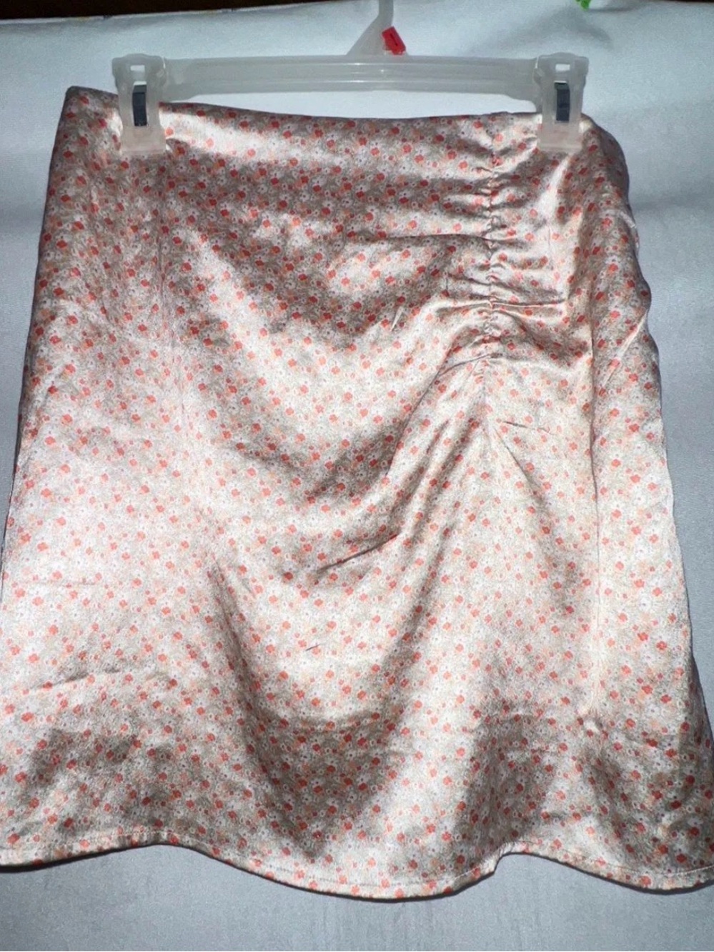 Japna Large Women's Pink Floral Satin Ruched Skirt Waist 16" flat